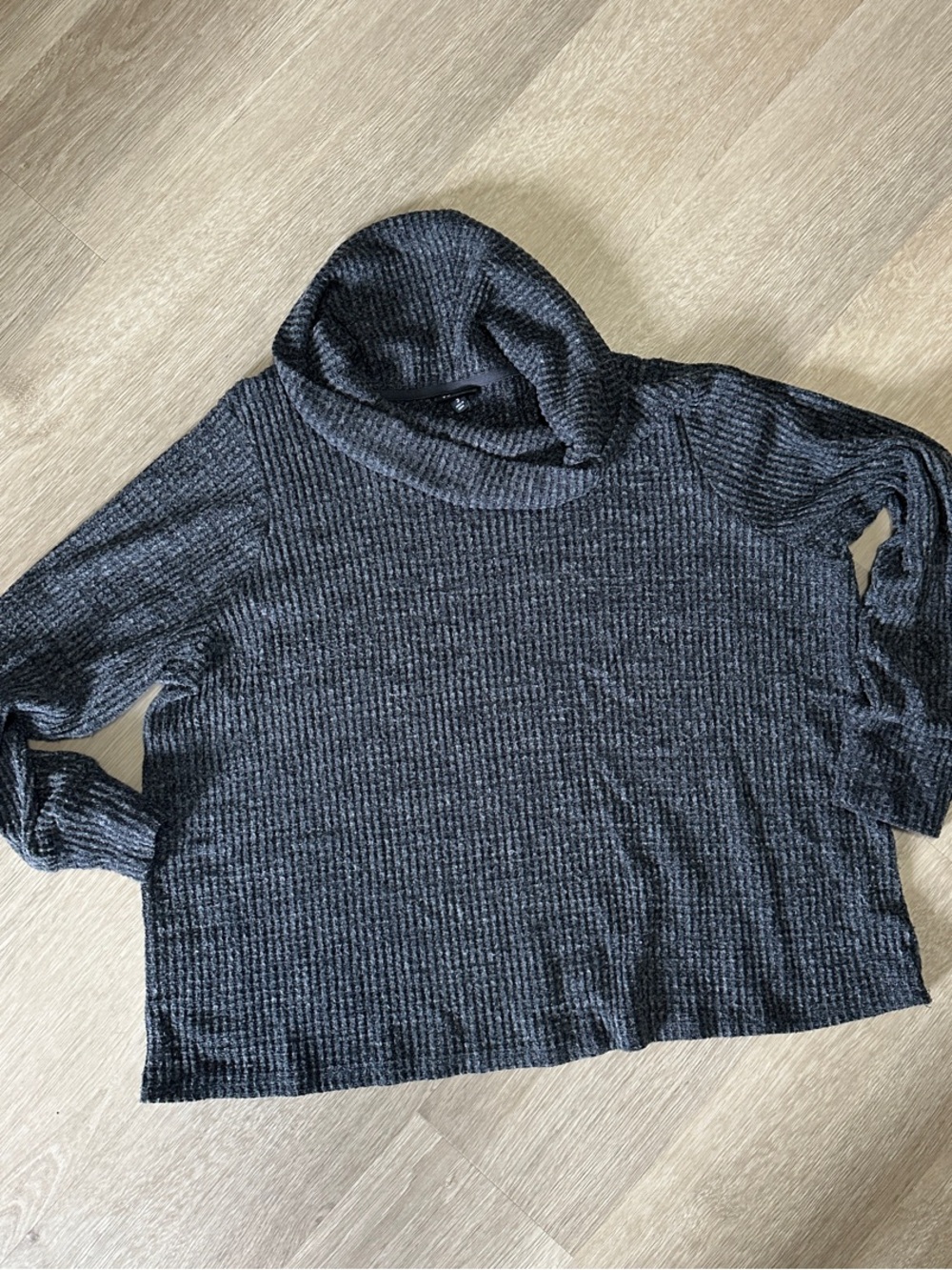 torrid Charcoal Ribbed Cowl-Neck Pullover